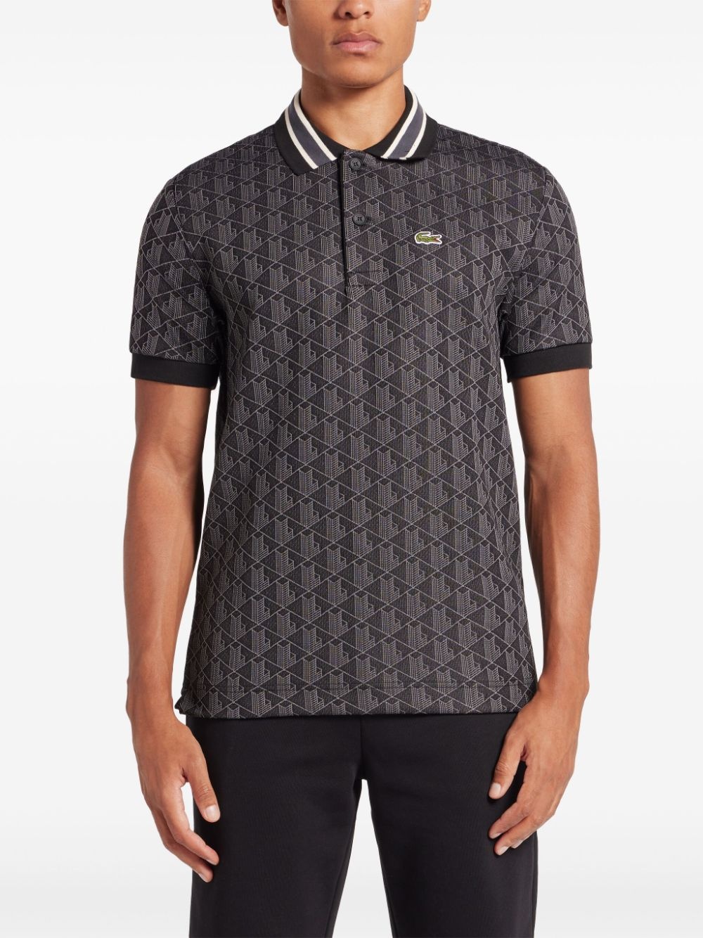 monogram-jacquard polo shirt - 3