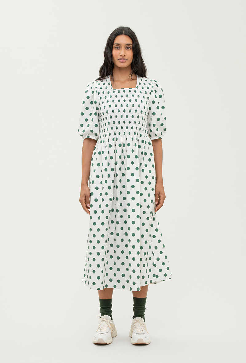 Daria Dress - Green Spot/Cream 3