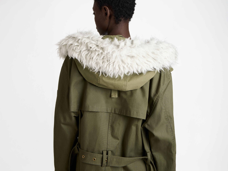 WOMENS DOUBLE BREASTED PARKA IN HUNTER GREEN 5
