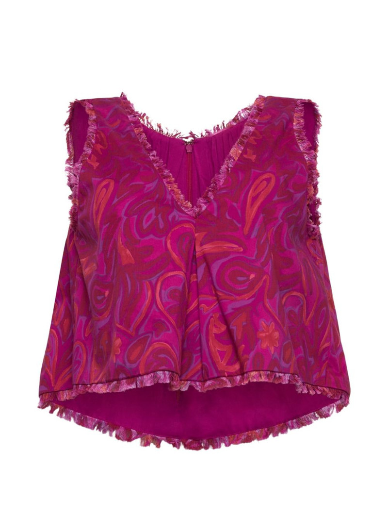 Ibbie Paisley Bloom frayed-edge blouse 1