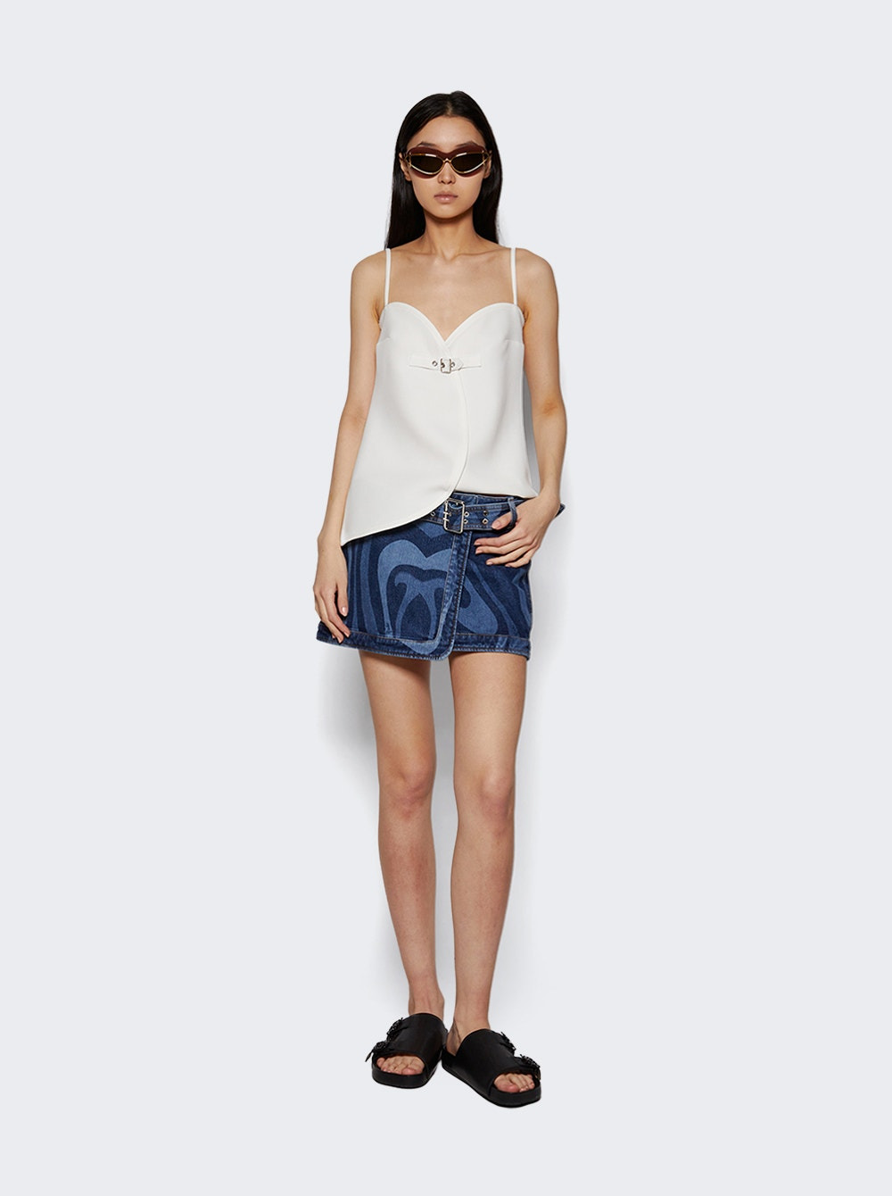 Marmo-print Miniskirt Denim - 2