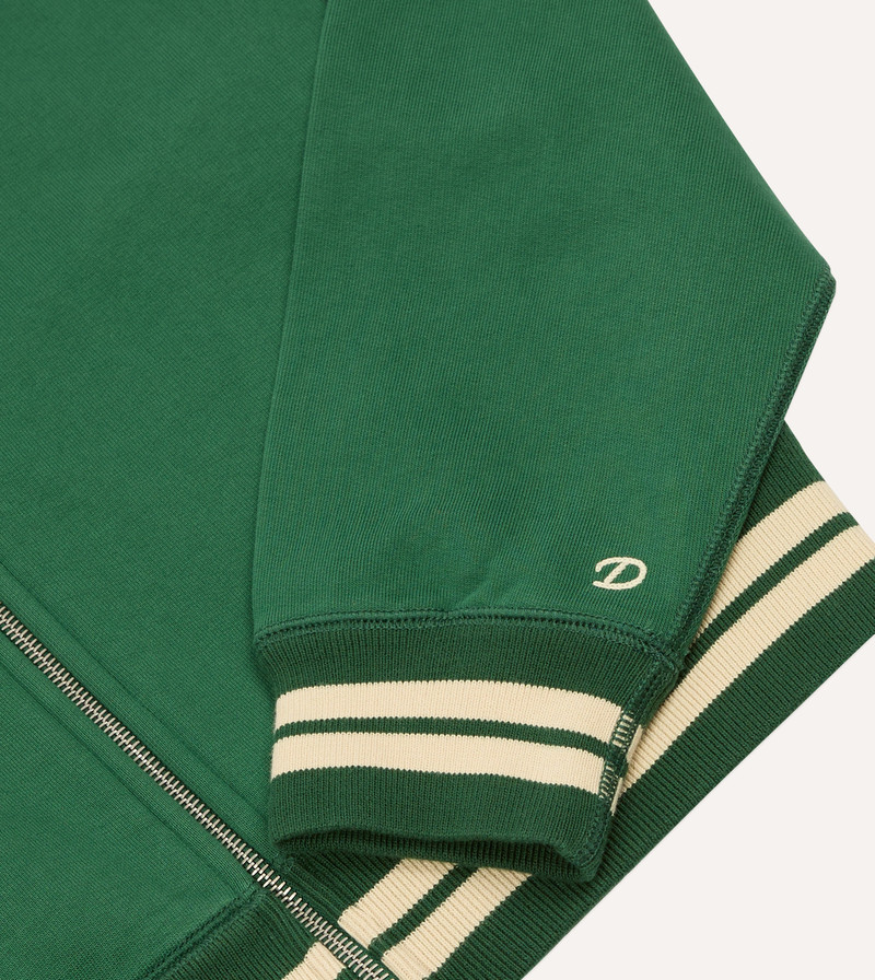 Green and Ecru Cotton Zip-Through Sweatshirt 5
