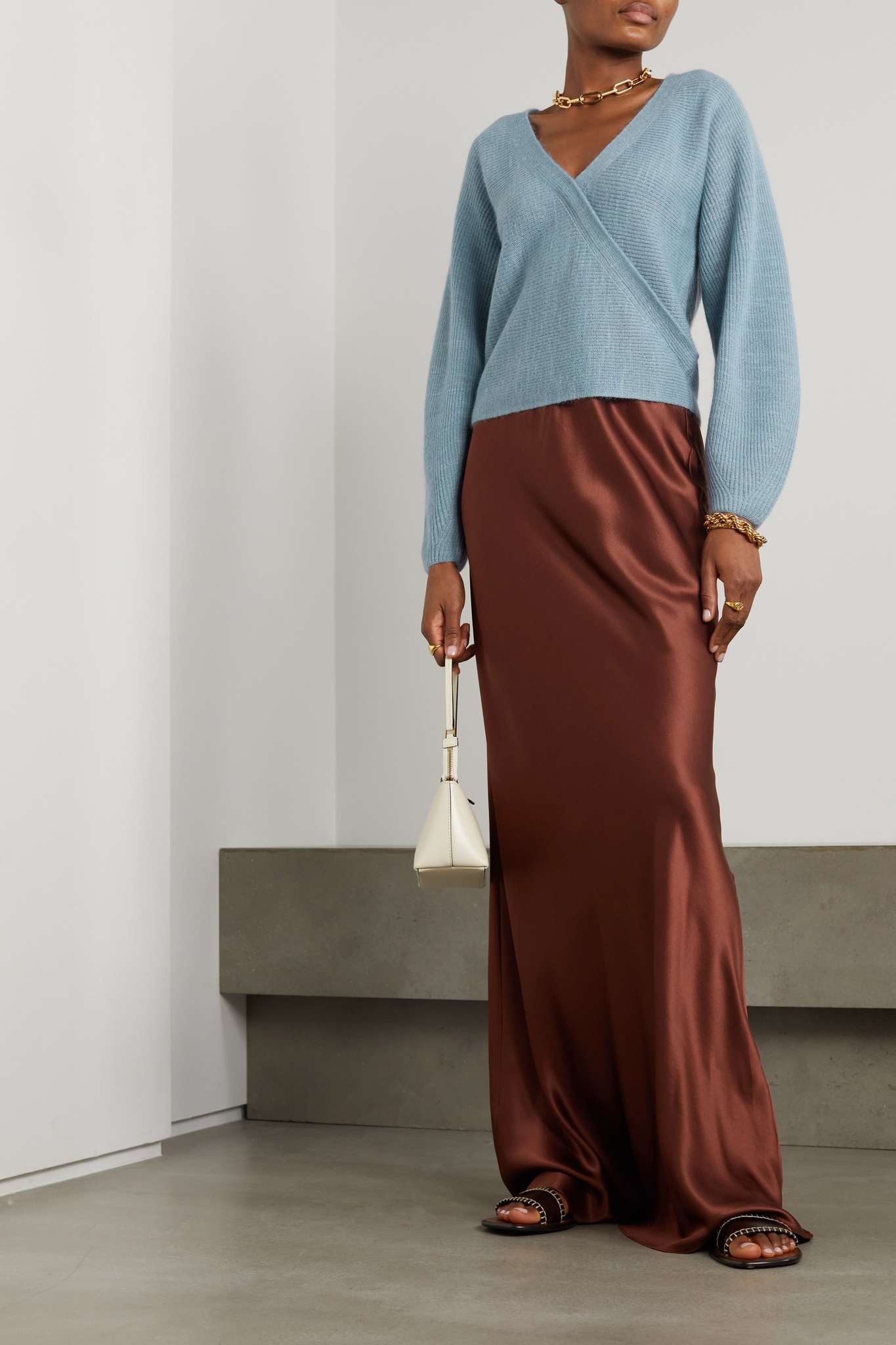 Wrap-effect ribbed-knit sweater - 2