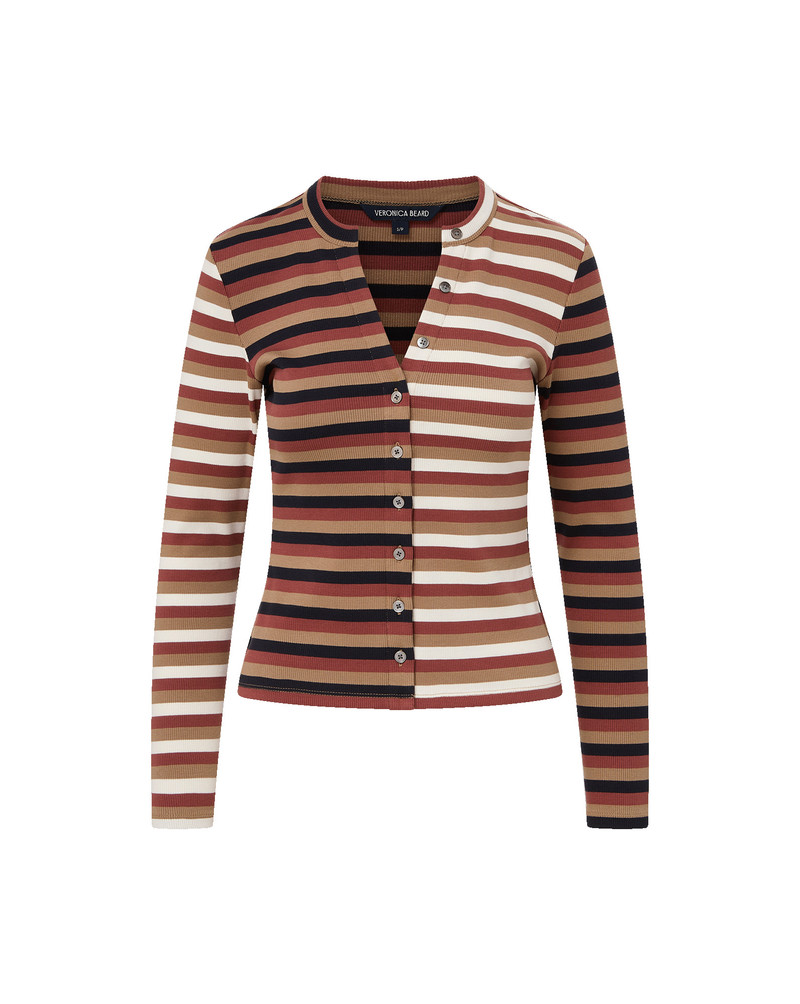 DILIA STRIPED BUTTON-DOWN T-SHIRT 1
