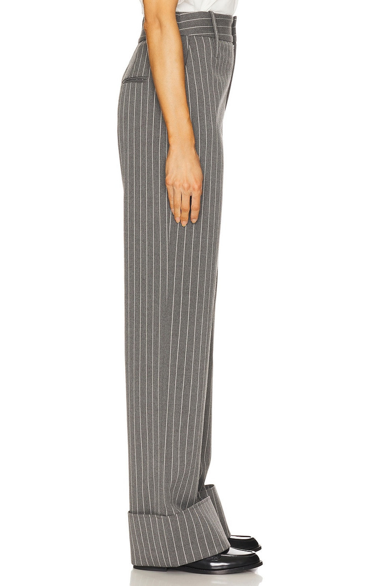 Pinstripe High Waist Cuffed Pants 4