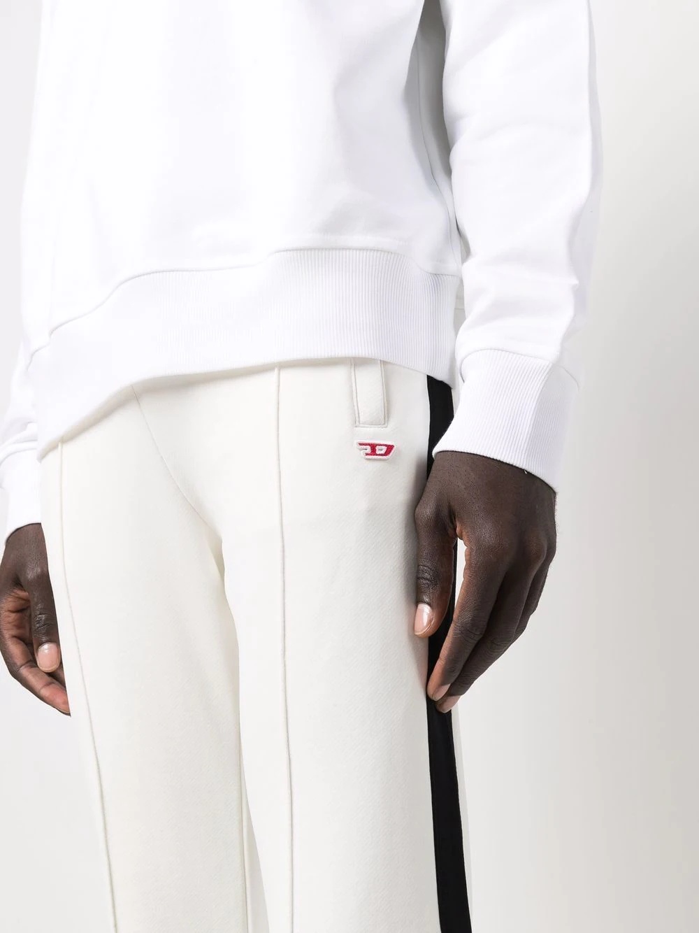 two-tone straight-leg trousers - 5