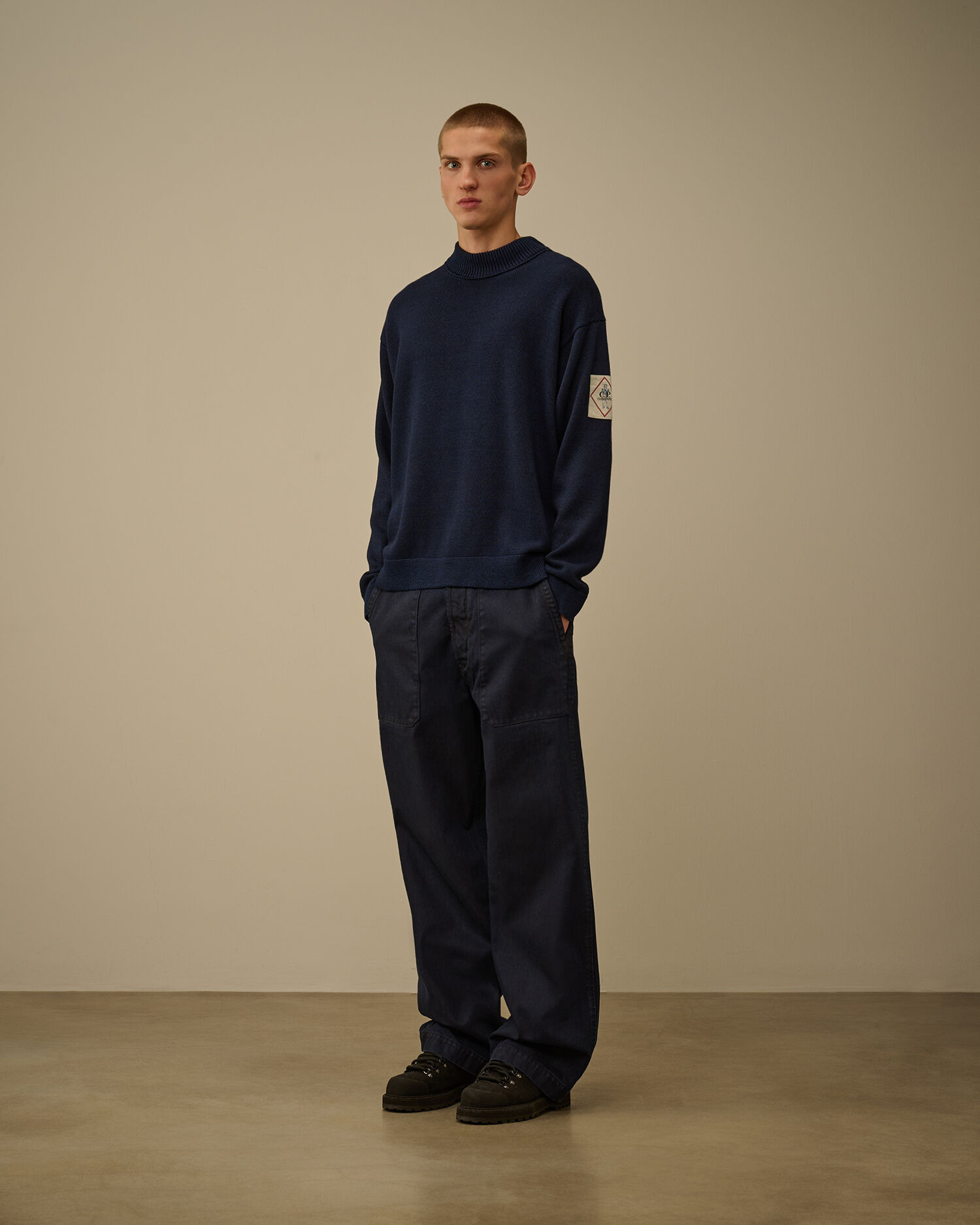 Indigo Cotton Vanisè Mock Neck Sweater - 2