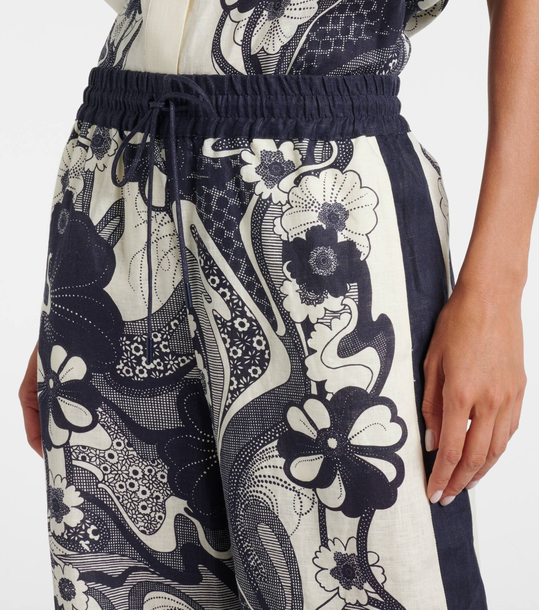 Mickey floral linen wide-leg pants - 4