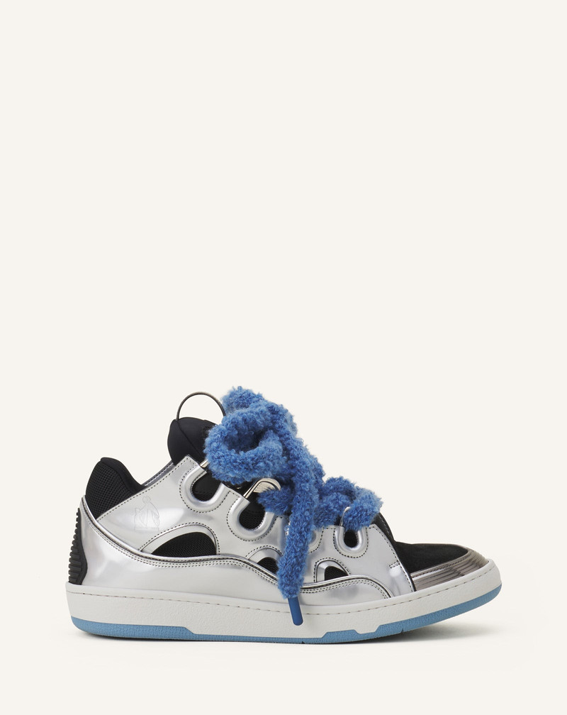 CURB METALLIC LEATHER SNEAKERS WITH MESH LACES 1