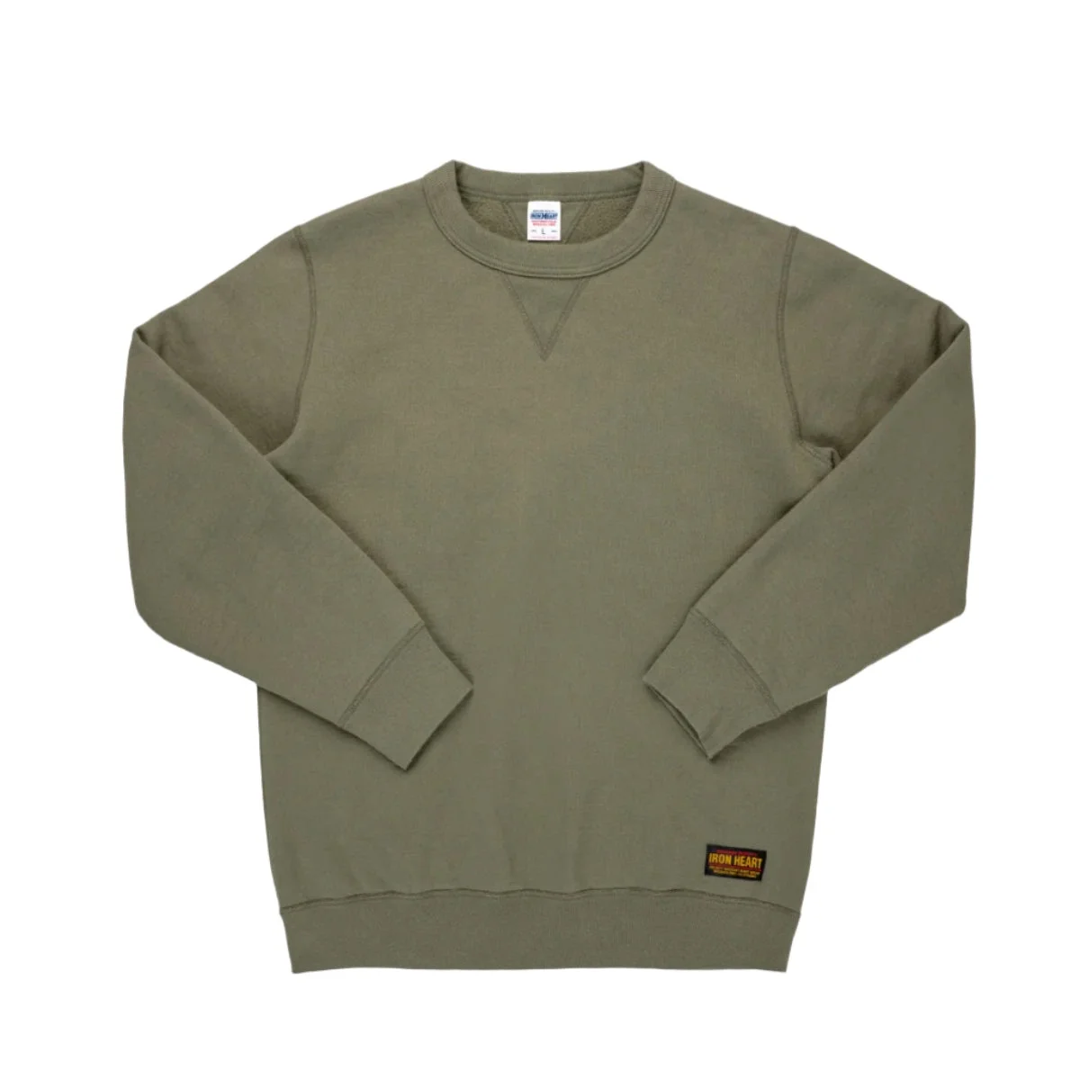 IHSW-69L-BLK 14oz Ultra Heavyweight Loopwheel Cotton Crew Neck Sweat - Olive - 1