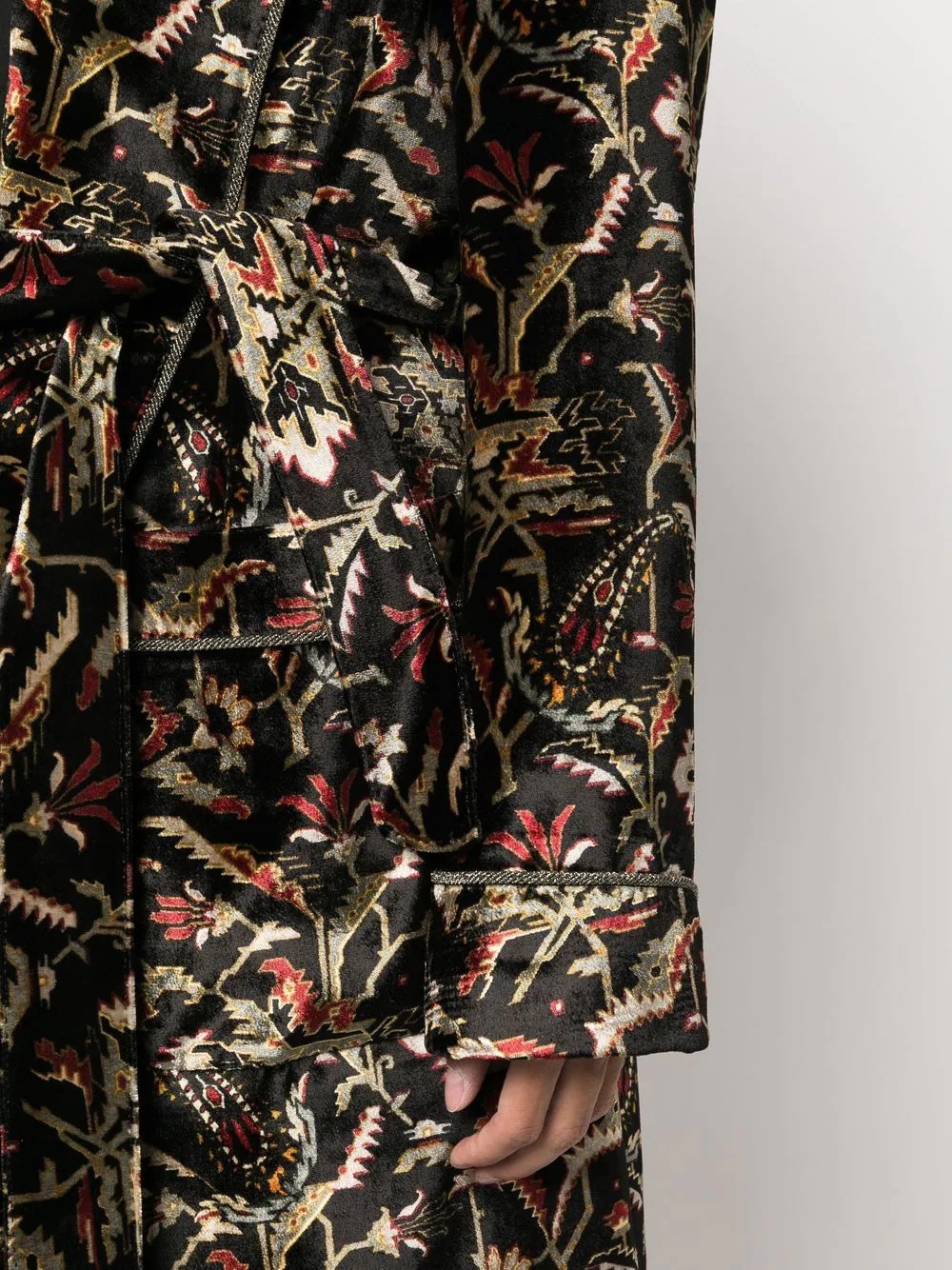 tie-waist floral-pattern coat - 5