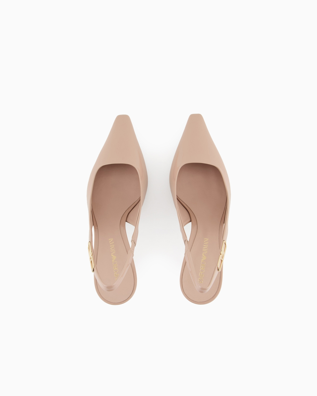 Patent-leather slingback court shoes with eagle plate - 3