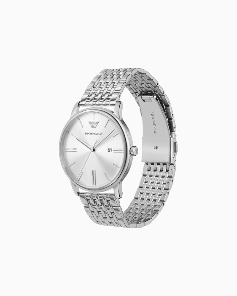 EMPORIO ARMANI THREE-HAND DATE STAINLESS STEEL WATCH outlook