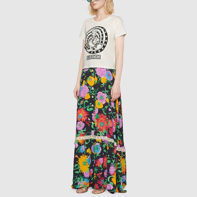 (WMNS) Gucci x Disney Donald Duck Printed Short-Sleeved For Beige 644674-XJDBE-9095 - 5