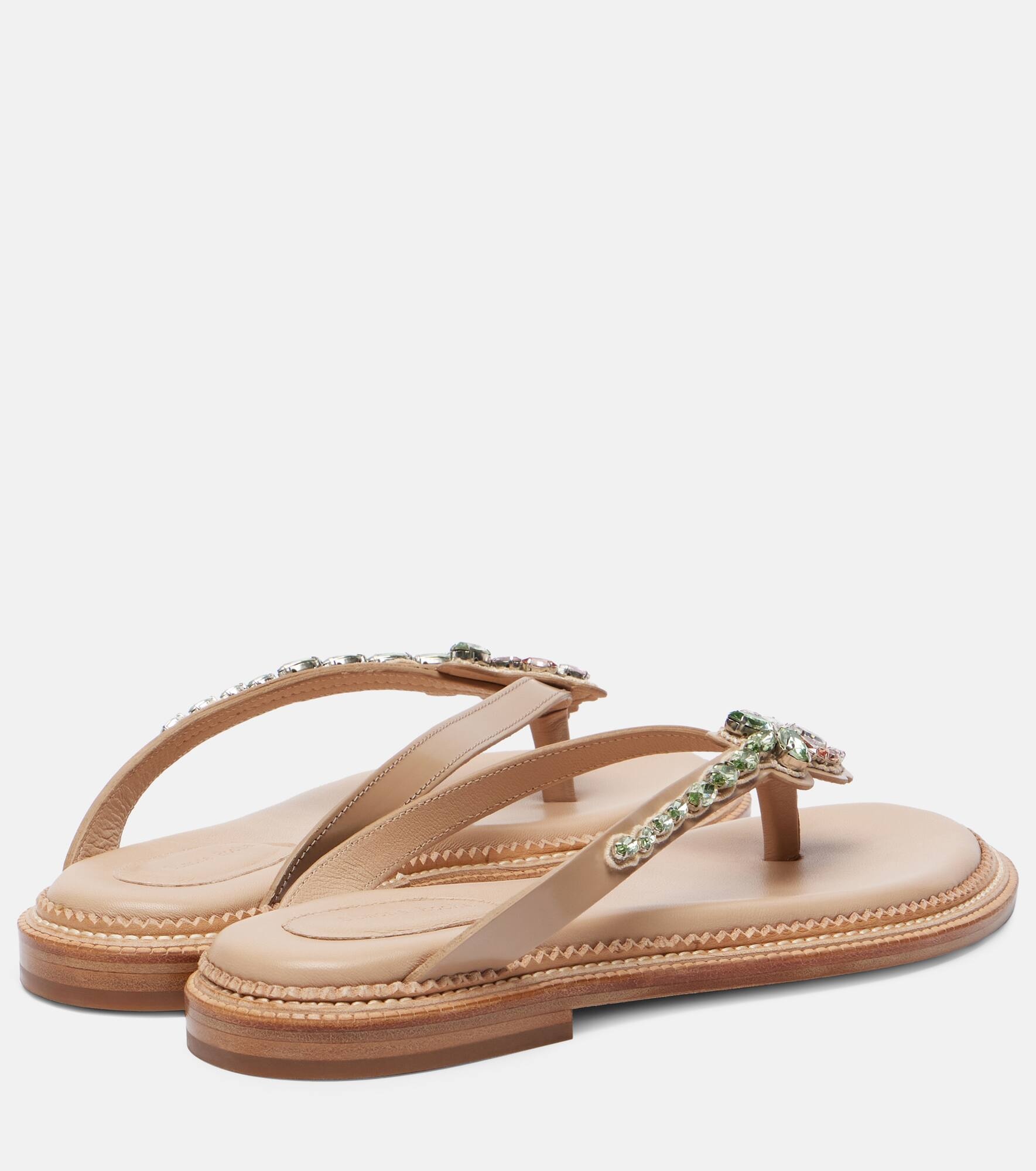 Embellished leather thong sandals - 2