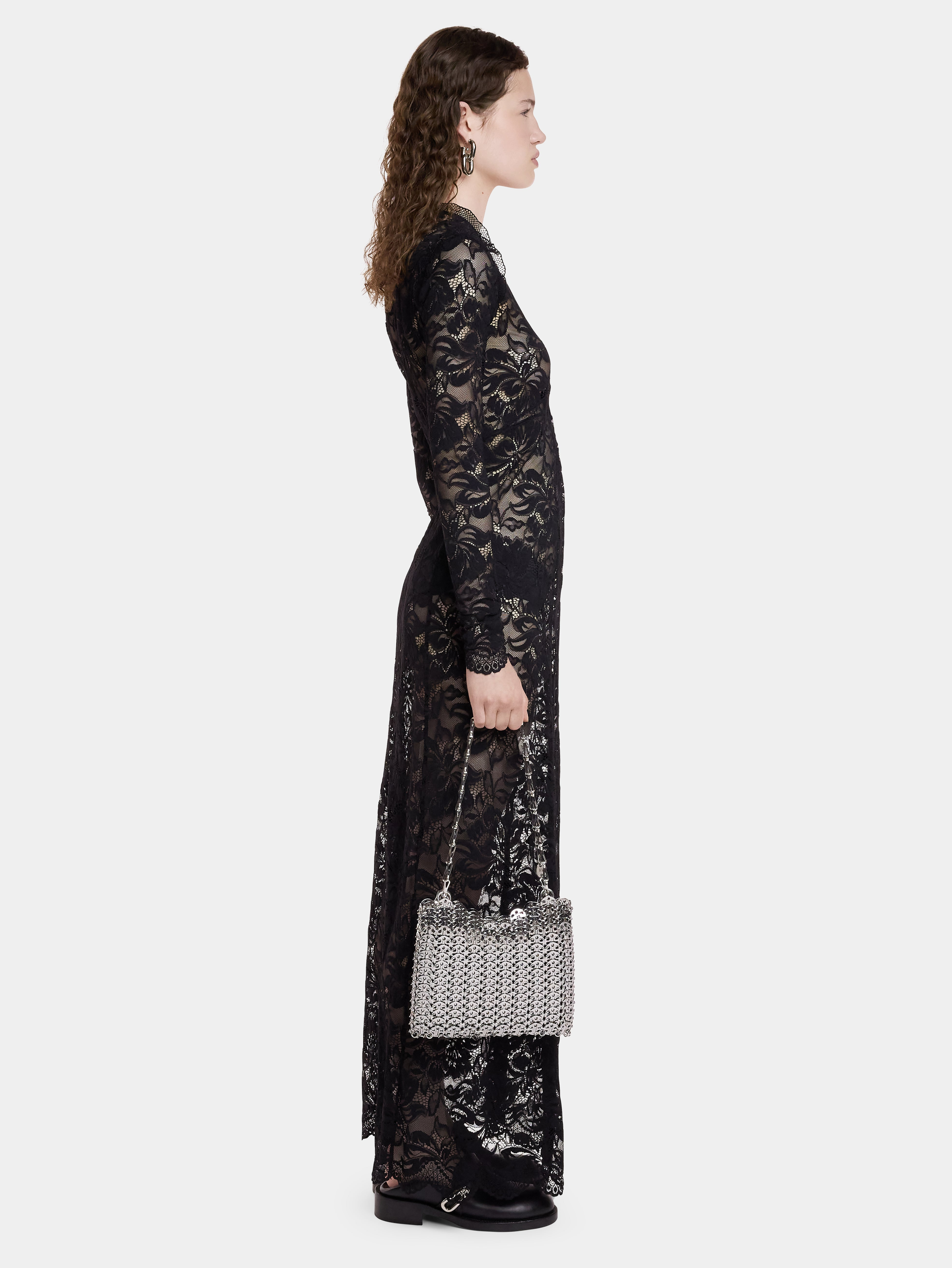 BLACK LONG DRESS IN LACE - 4