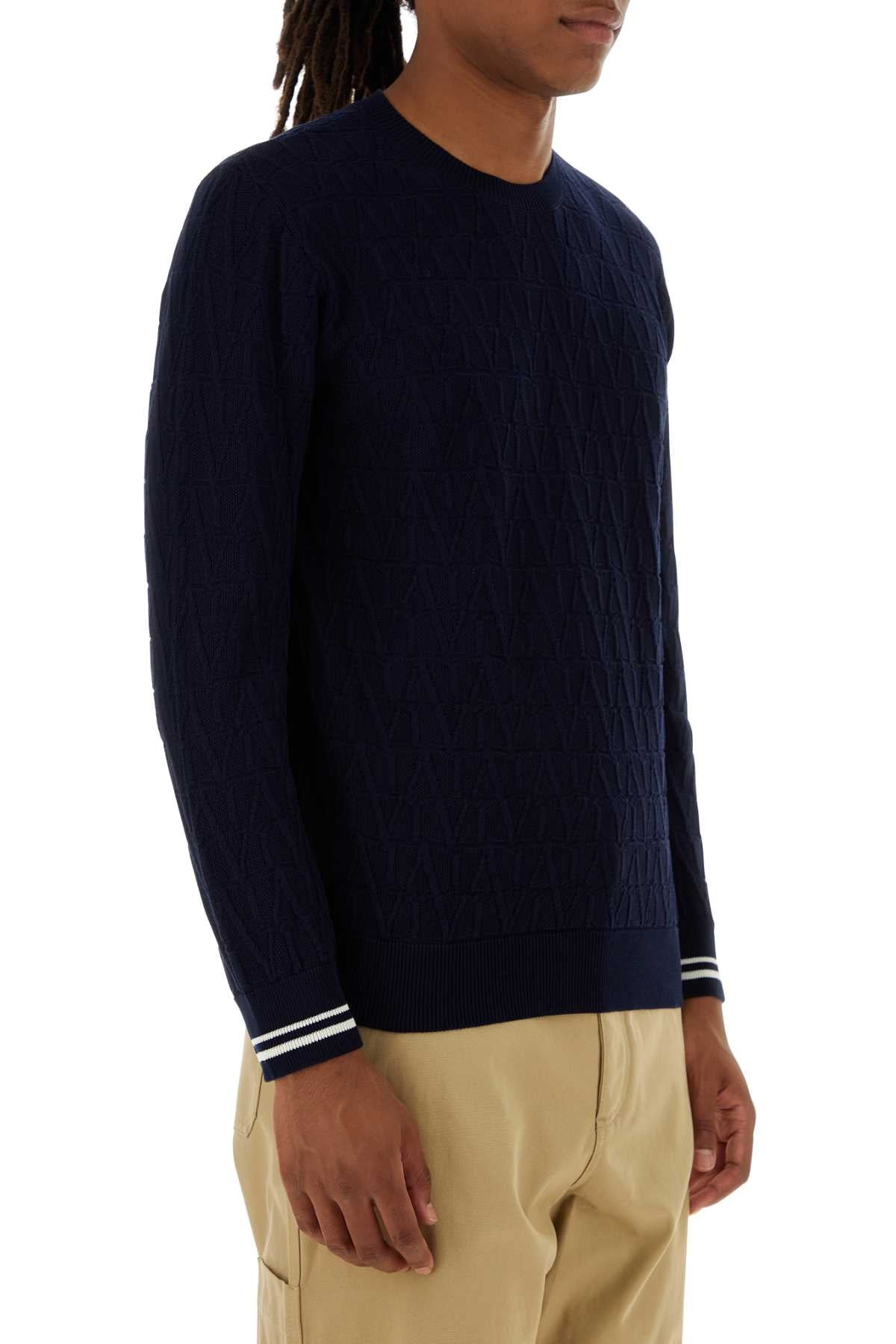 Valentino Garavani Men Dark Blue Cotton Sweater - 3