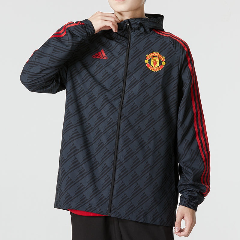 adidas Manchester United 3-Stripe DNA Windbreaker Jackets 'Black' HE6650 - 2