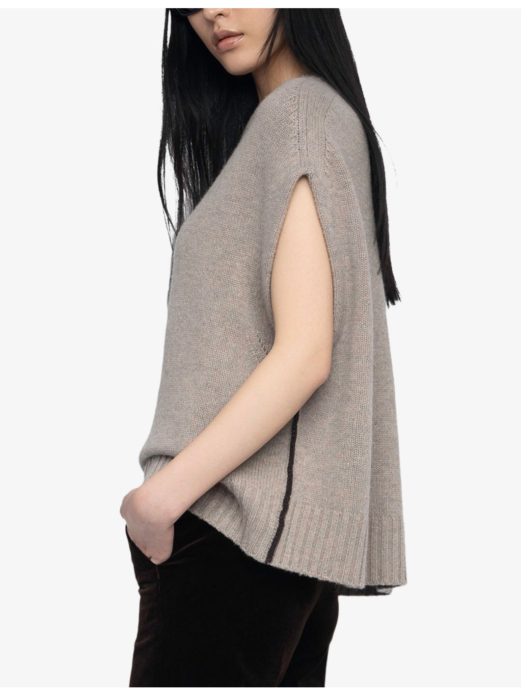 Contrast-Edge Relaxed-Fit Sleeveless Wool And Cashmere-Blend Jumper - 3