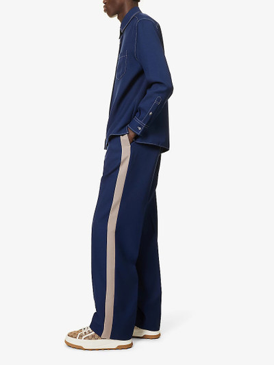 GUCCI Brand-appliqué pressed-crease straight-leg regular-fit woven trousers outlook
