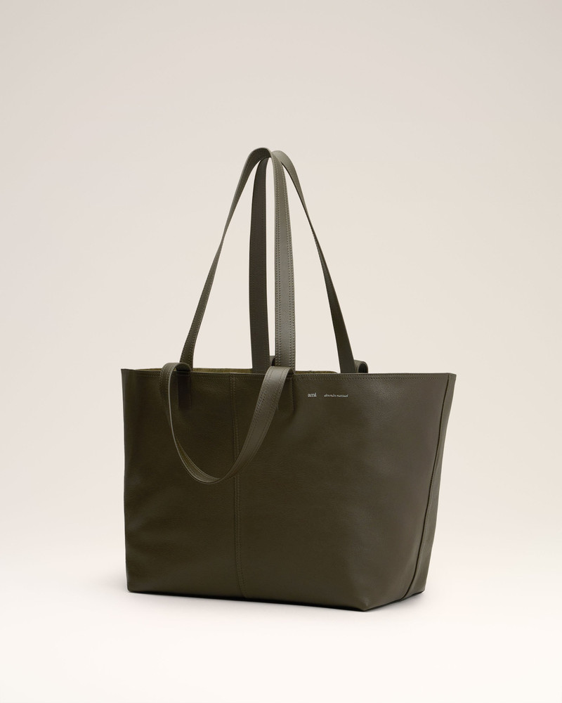 GREEN LEATHER MIDI TOTE BAG 3