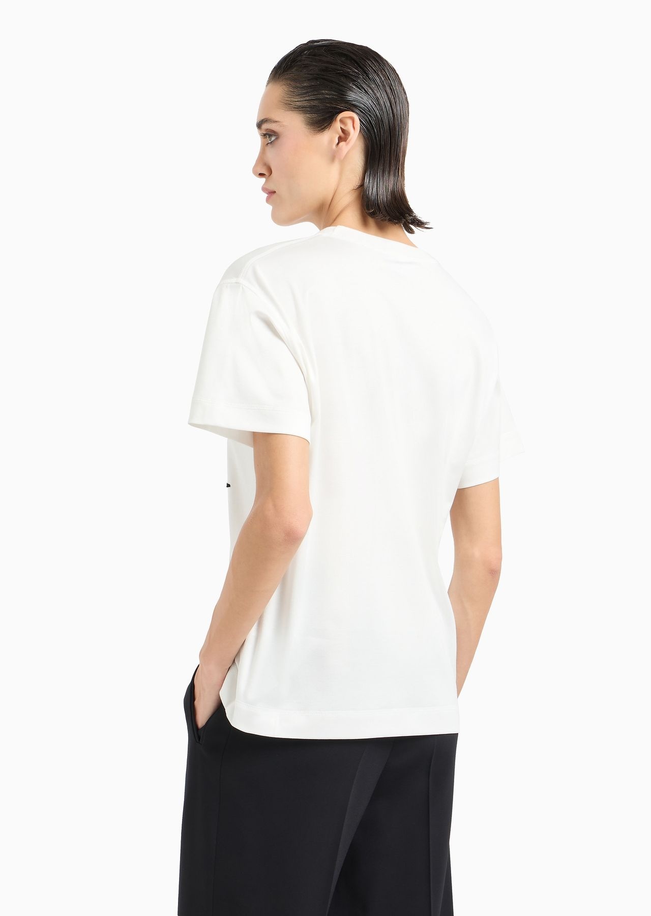 Cotton interlock crew-neck T-shirt with contrasting embroidery - 3