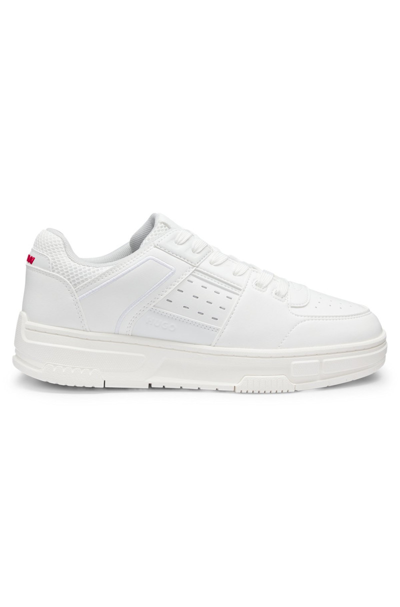 FAUX-LEATHER TRAINERS WITH MESH TRIMS 1