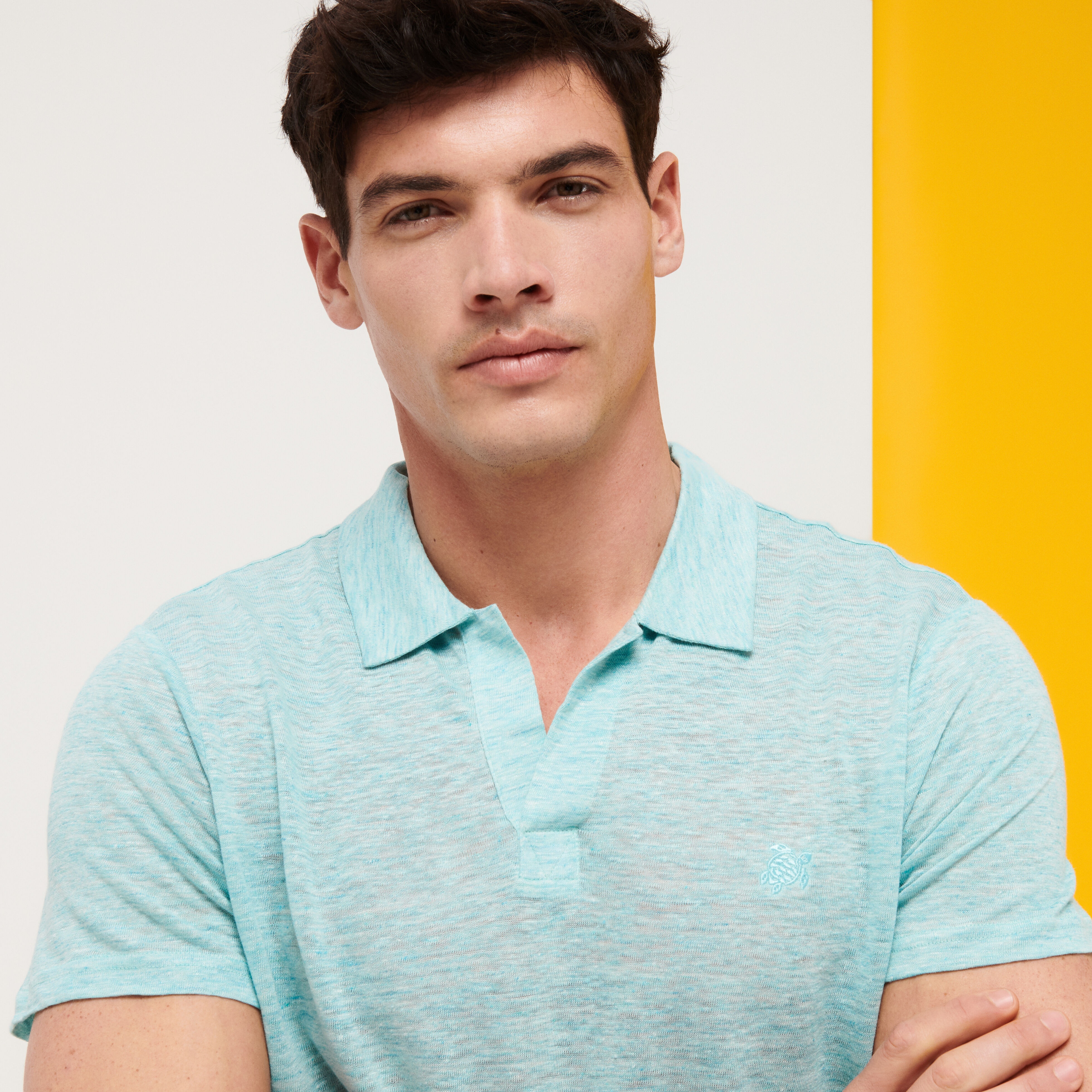 Men Linen Jersey Polo Shirt Solid - 6