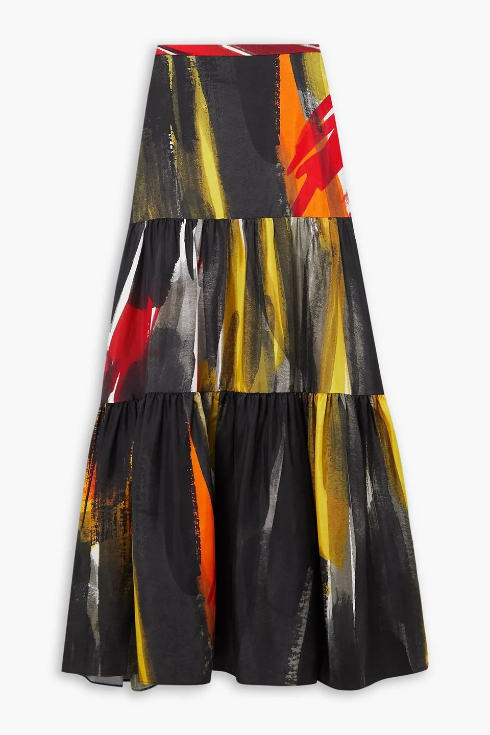 Morse printed tiered silk-twill maxi skirt - 1