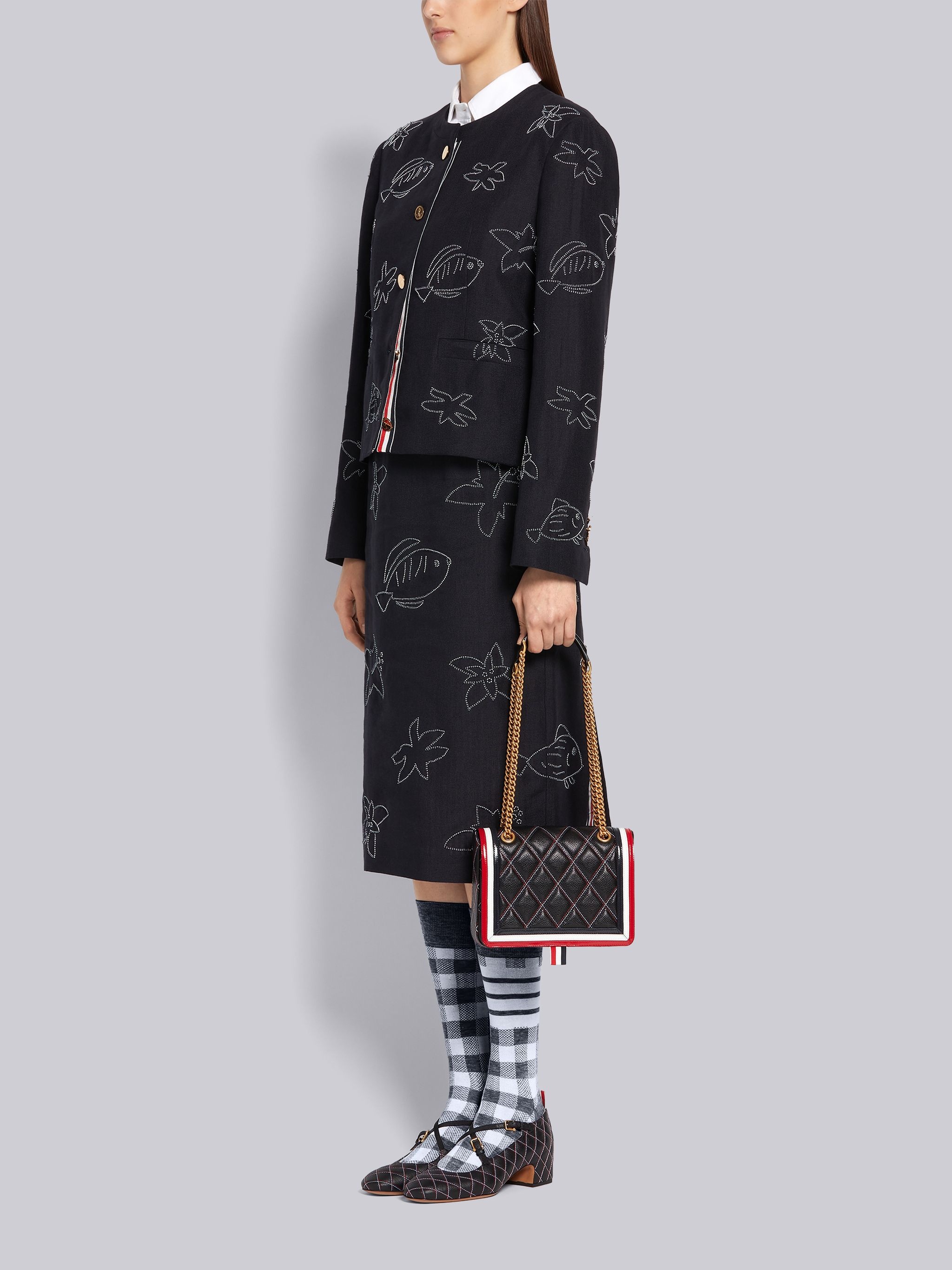 Black Agneau Caviar Multicolor Criss-cross Quilted Small Flap Shoulder Bag - 6