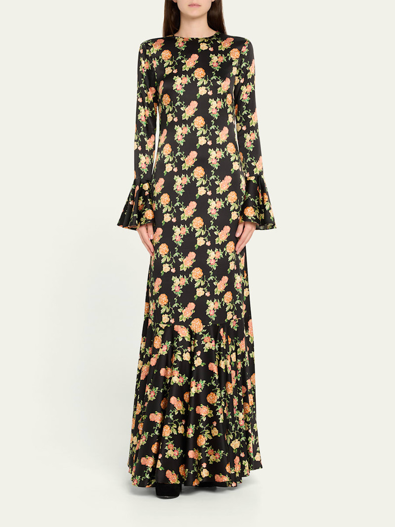 CAROLINE CONSTAS Allonia Floral Silk Gown outlook