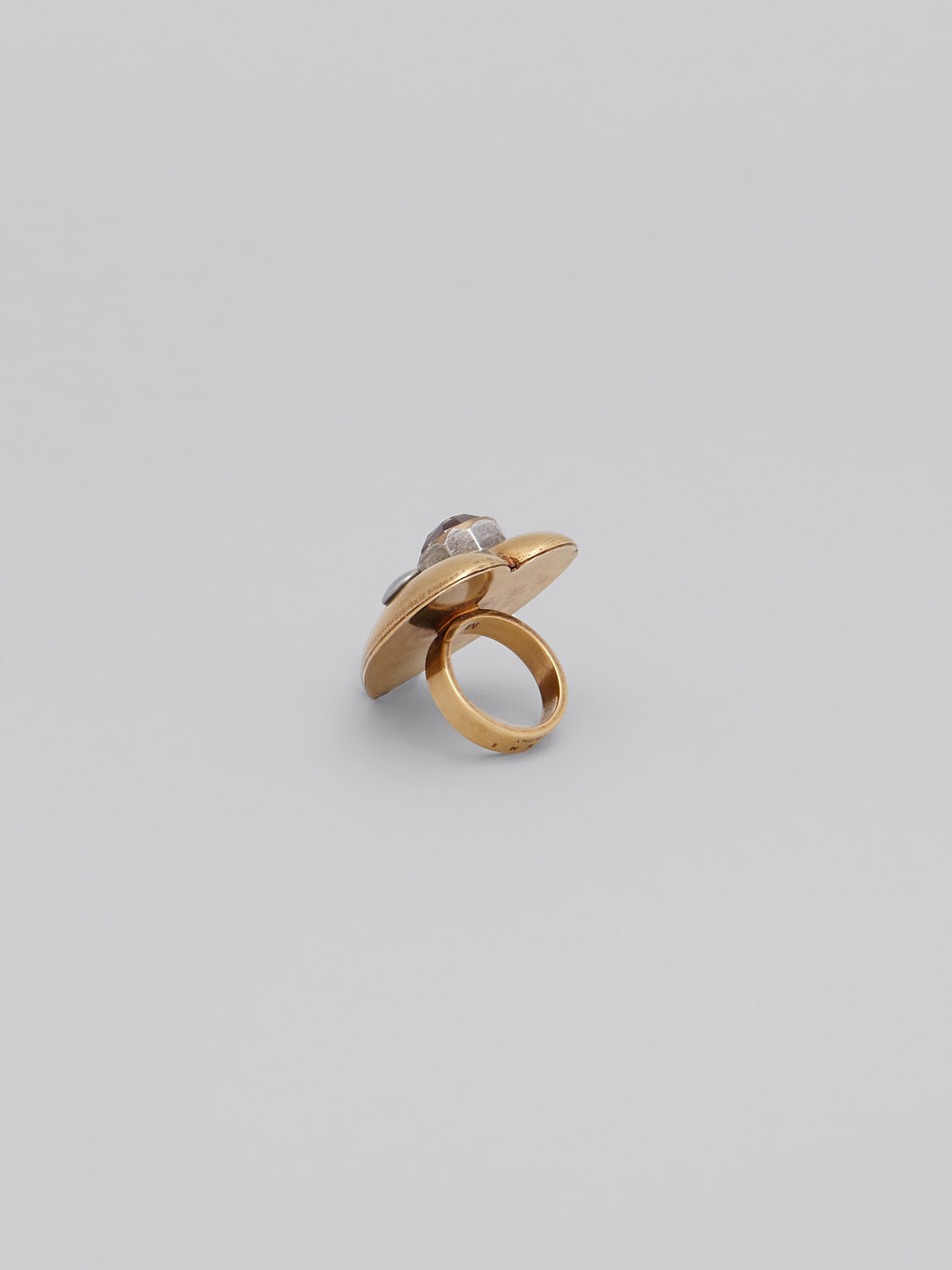 RAW HEARTS GOLD RING WITH BROWN STONE - 3