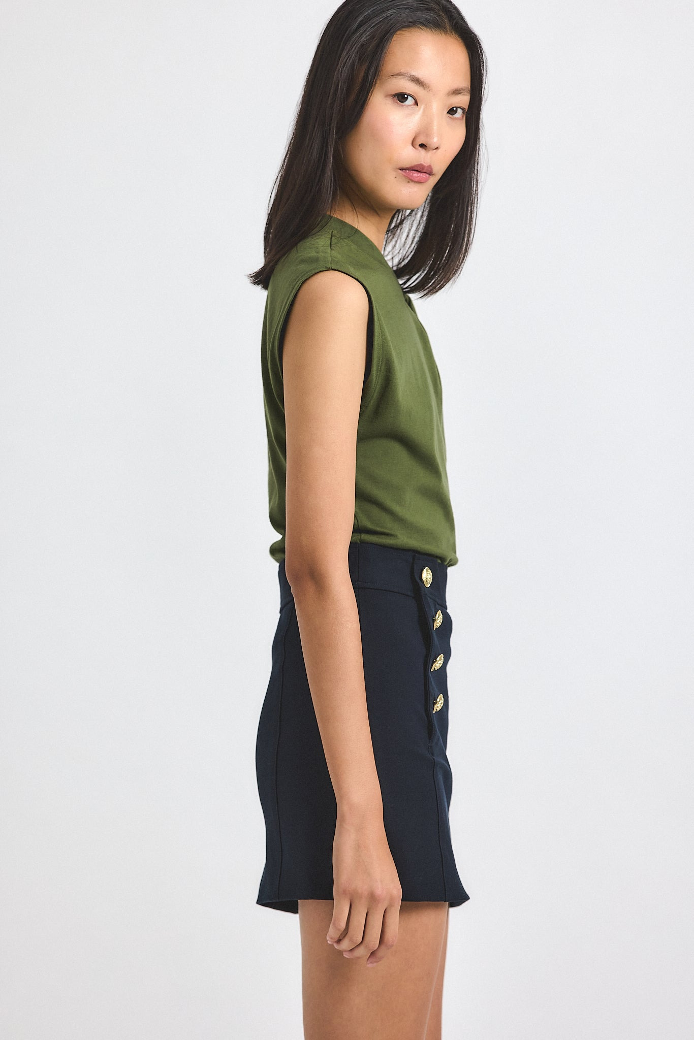 NIA ASSYMMETRIC EMBELLISHED TWIST TEE - 3
