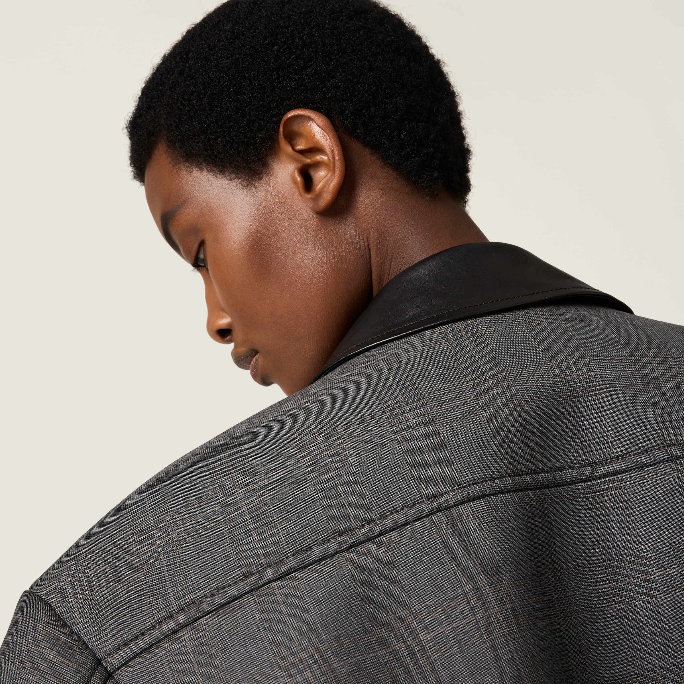 Prince of Wales check and bonded jersey blouson jacket - 5