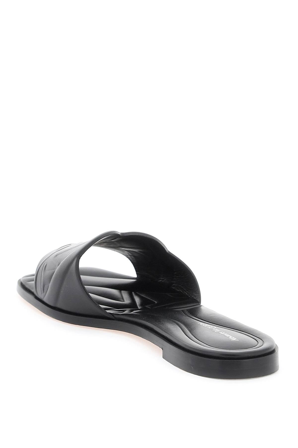 Alexander Mcqueen Leather Slides With Embossed Seal Logo Women - 3