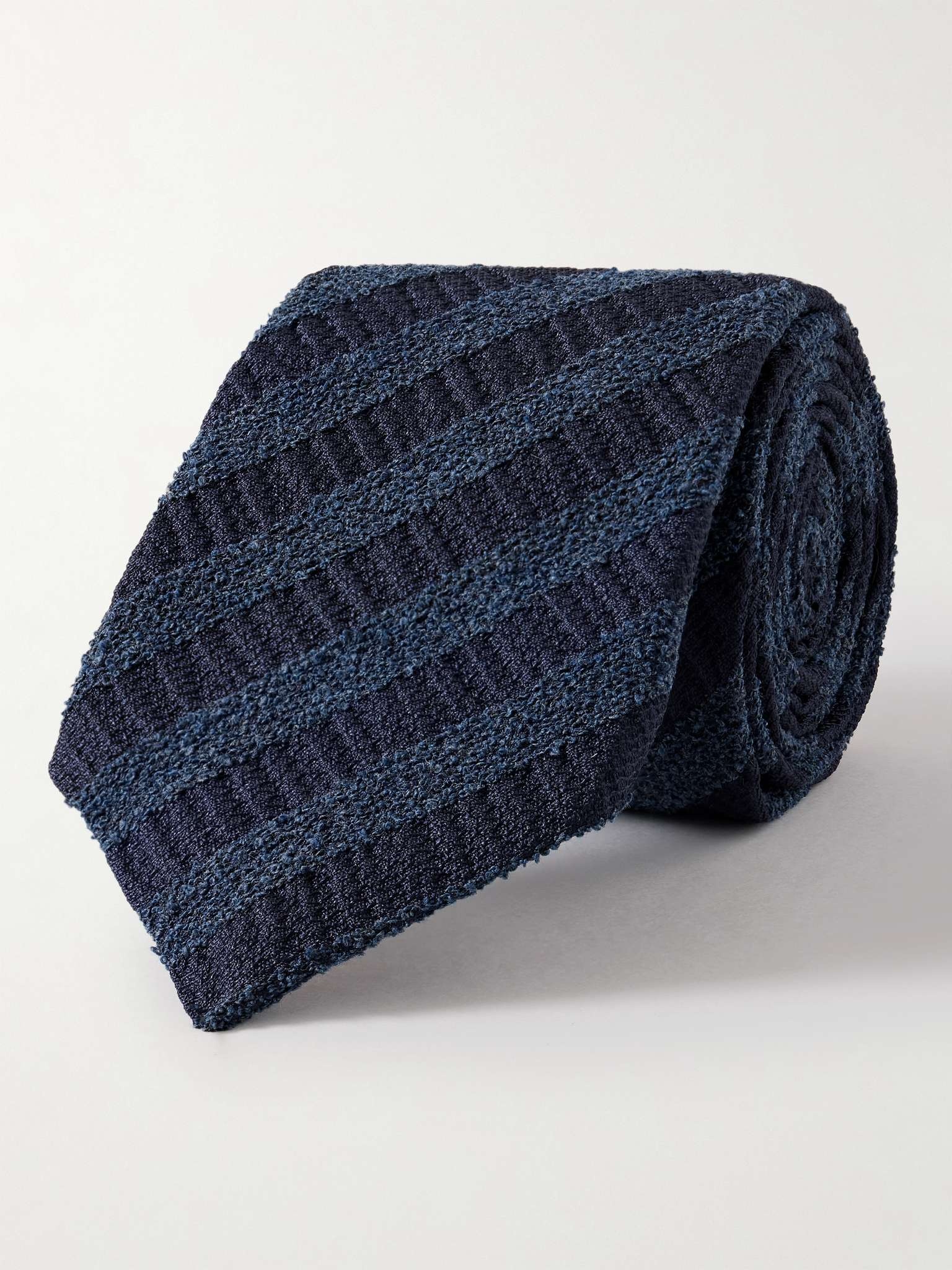 8cm Striped Silk-Blend Bouclé Tie - 1