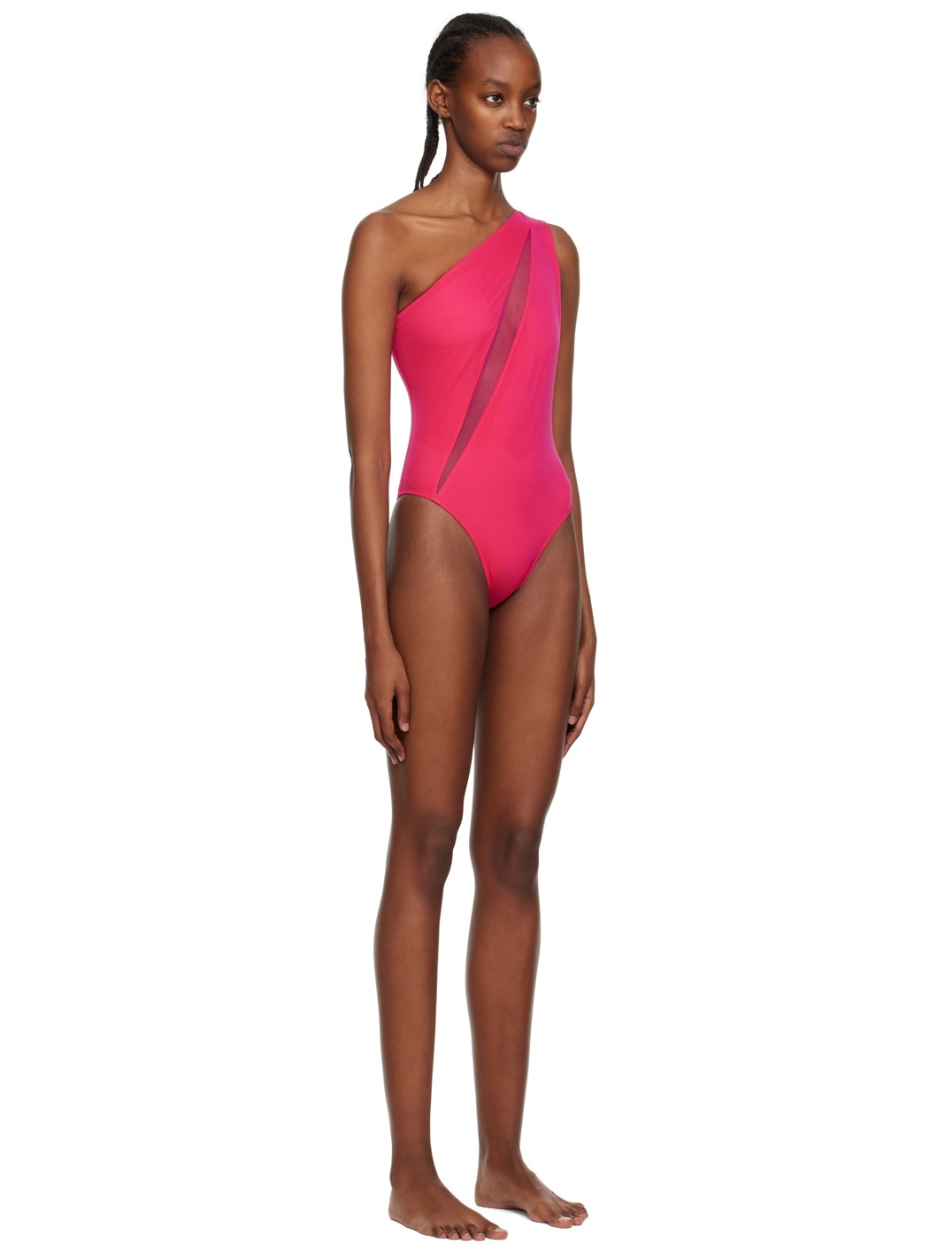 Pink Slashed One-Piece Swimsuit - 2