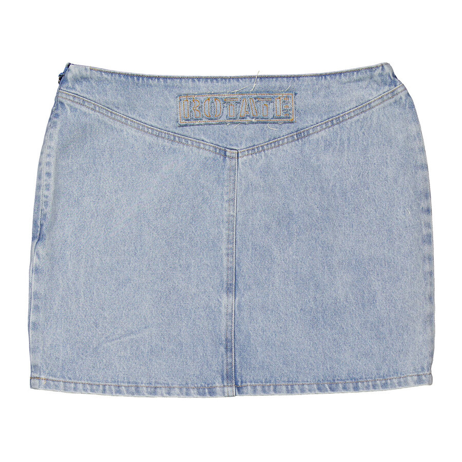 Rotate Ladies Blue Lace-Up Denim Skirt - 7