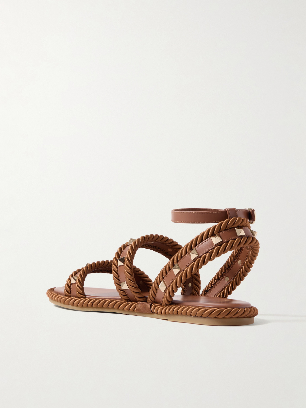 Rockstud Torchon Rope-trimmed Leather Sandals - 3