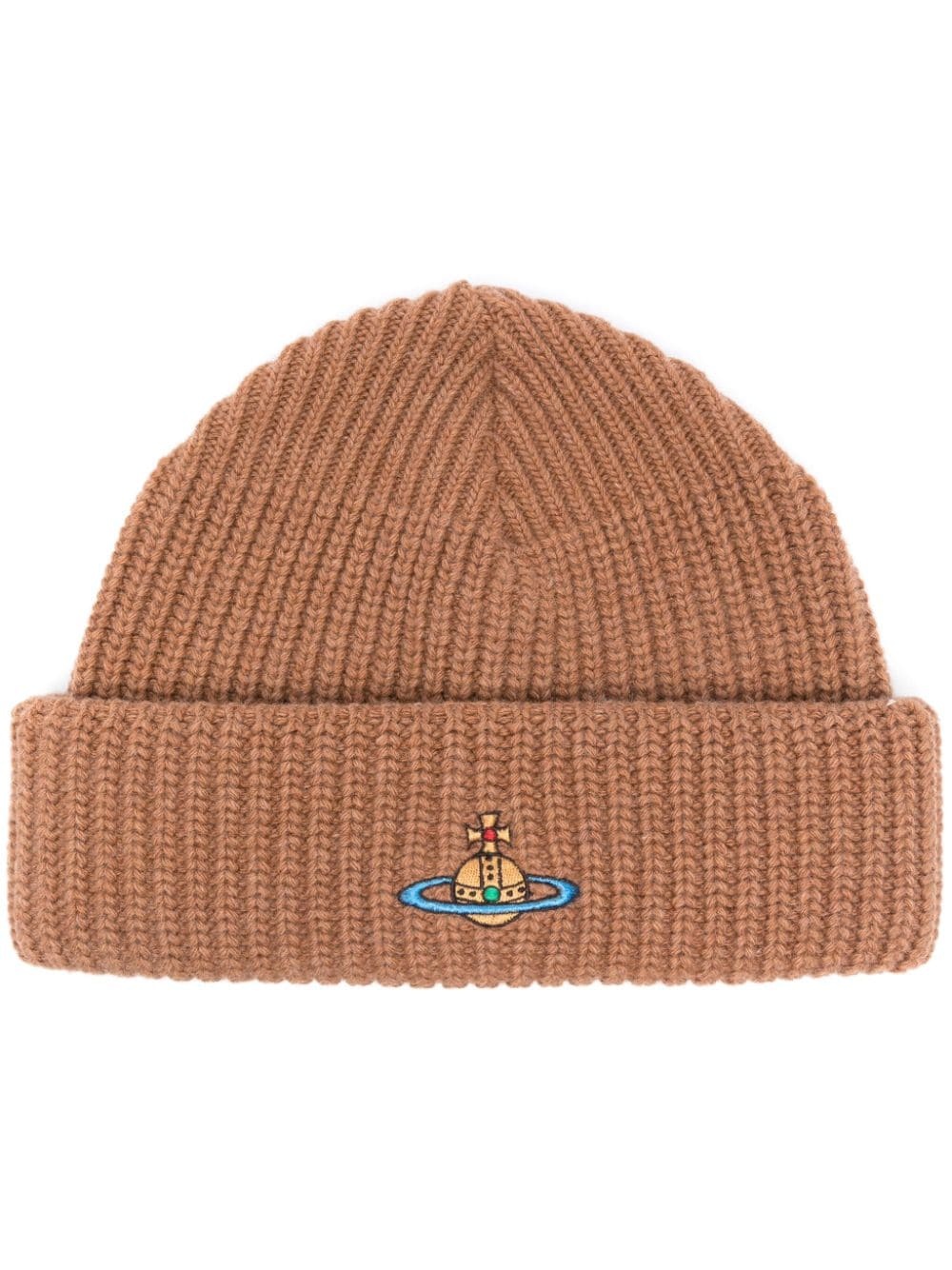 Orb-embroidered wool beanie - 1