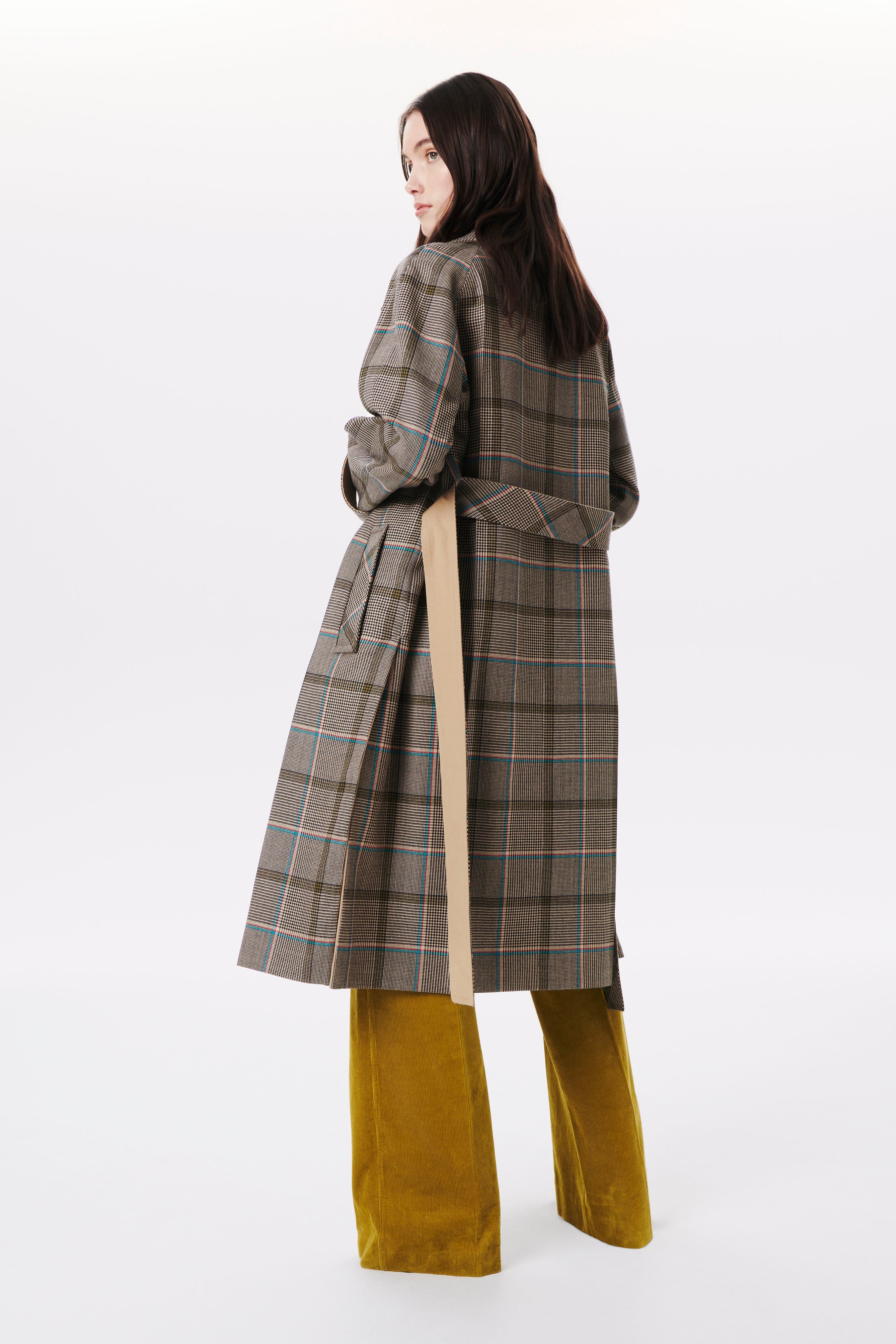 Patch Pocket Belted Coat in Turquoise-Olive - 5