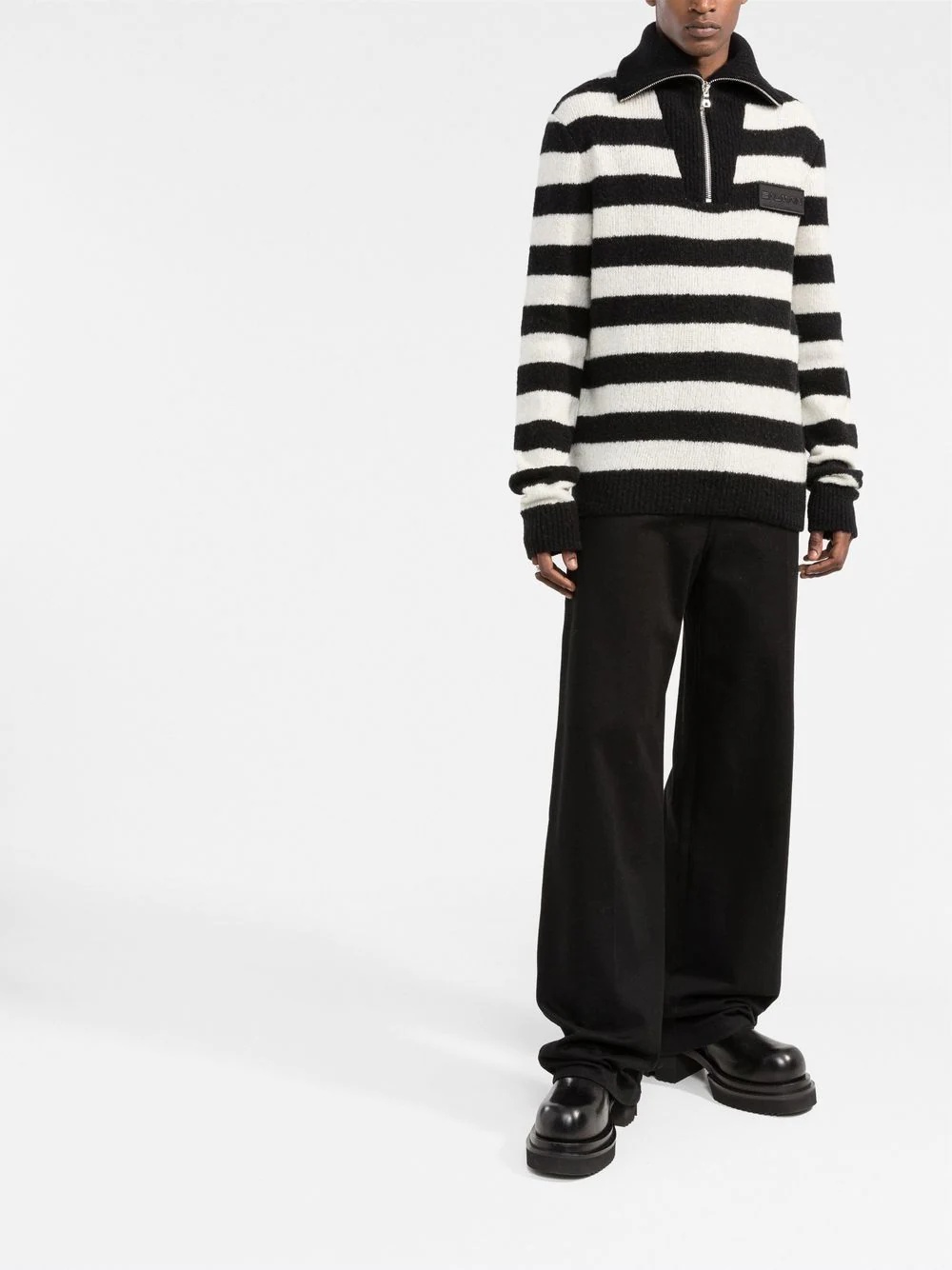 horizontal stripe knitted quarter-zip jumper - 2