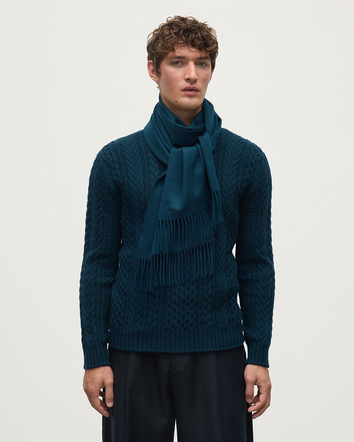 Green Wide Cashmere Scarf - 2