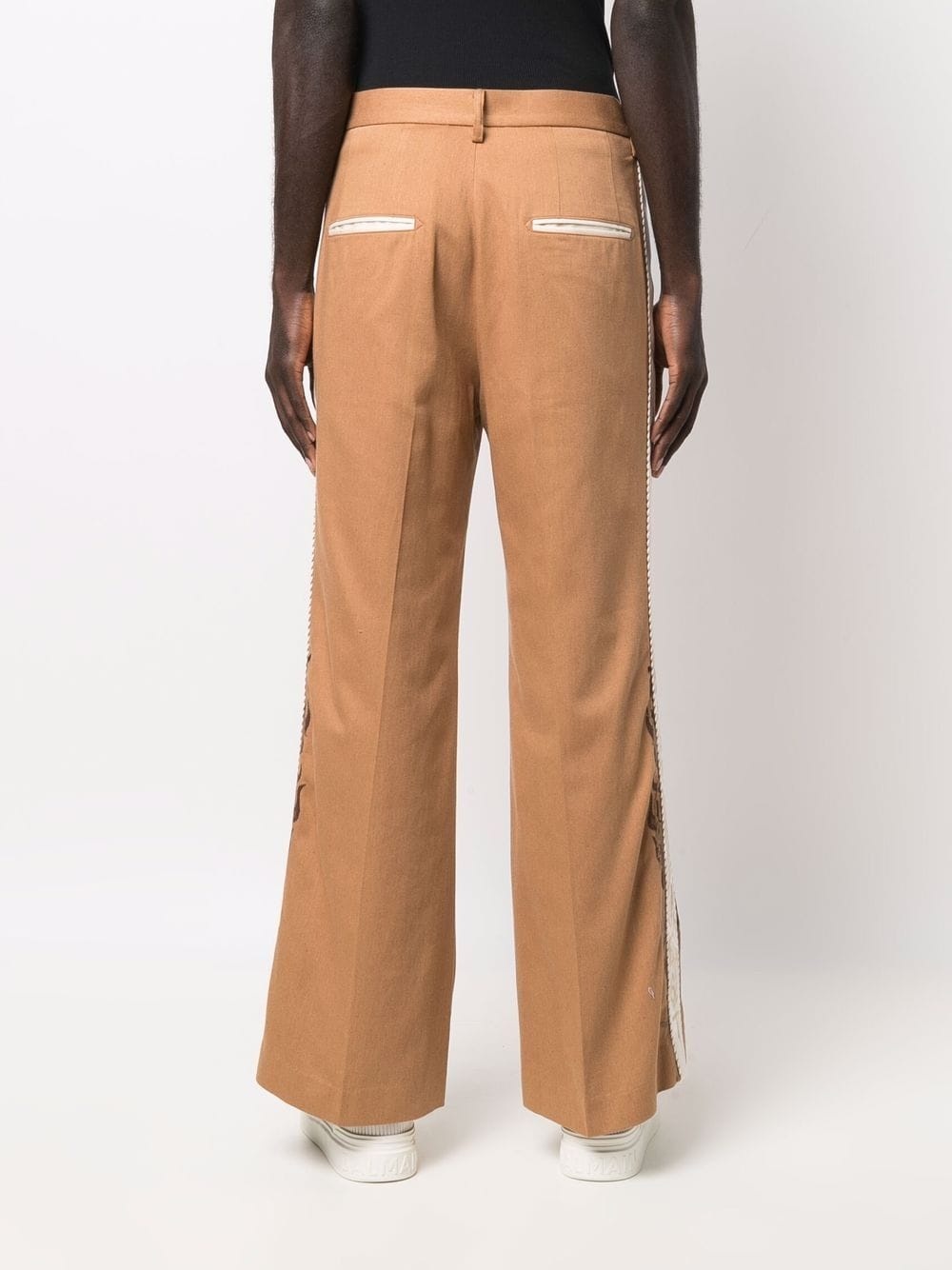 side-trim flared trousers - 4
