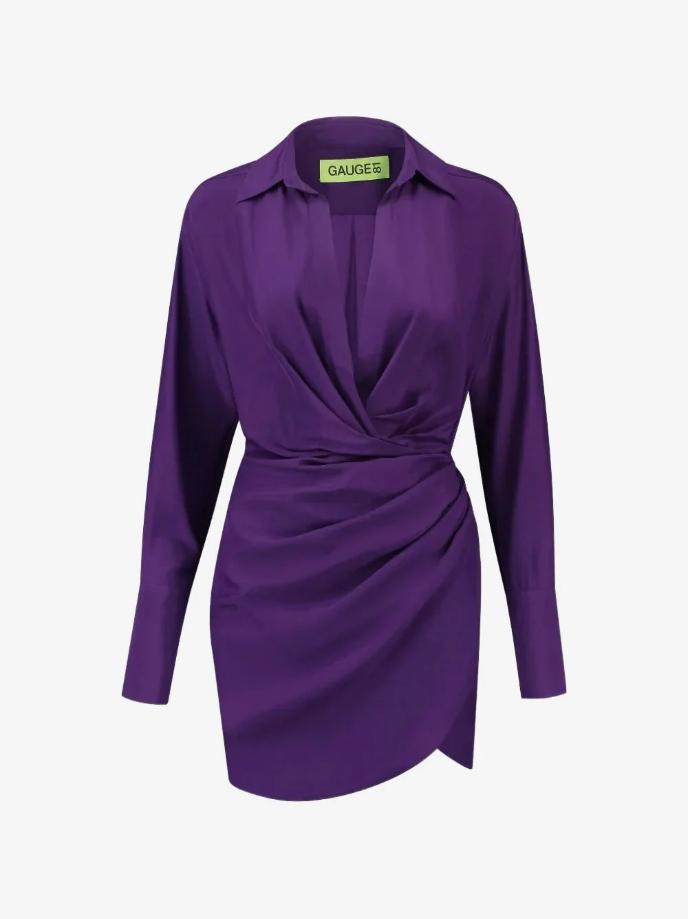 draped V-neck mini shirtdress - 1
