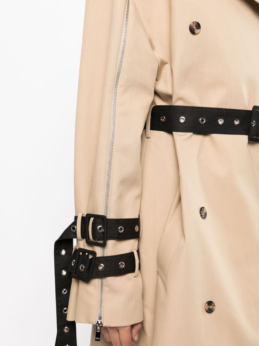 oversized belted-waist trench coat - 5