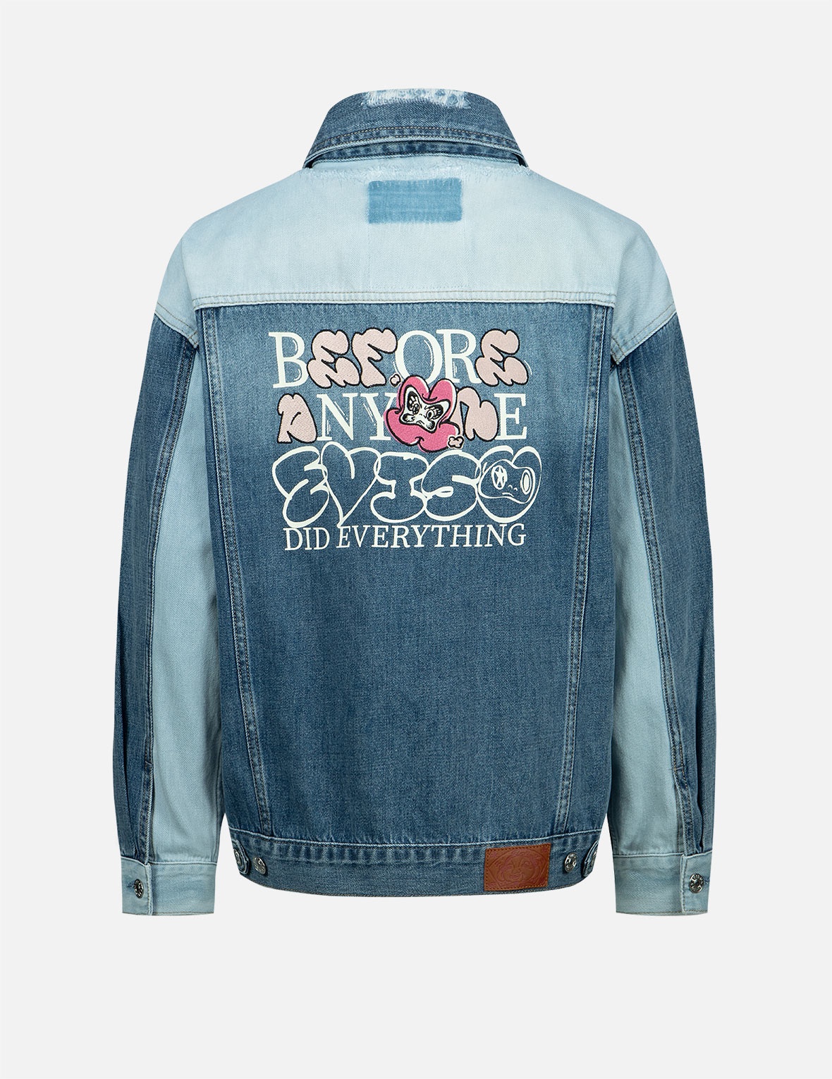 DARUMA WITH BRAND MOTTO TWO-TONE DENIM JACKET - 1