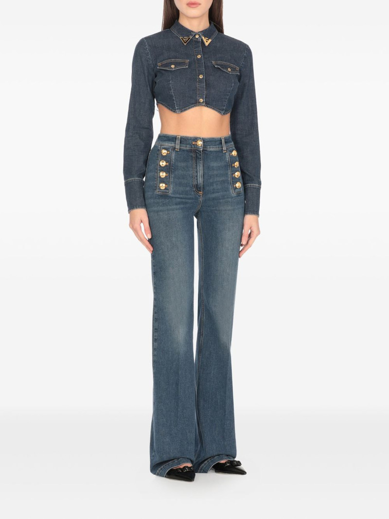 cropped gold-collar denim top 3