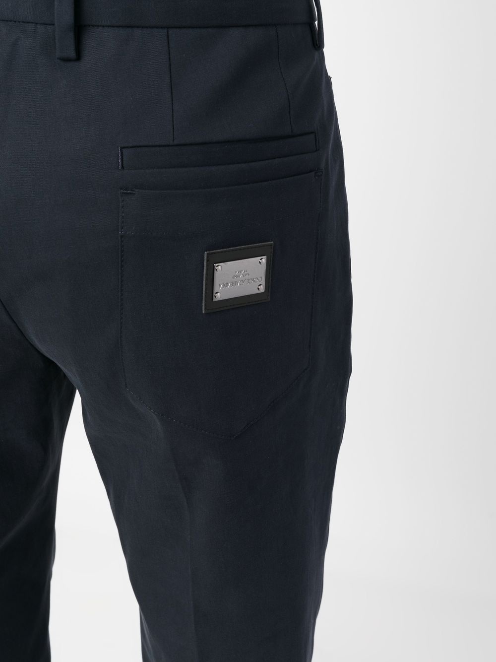logo-plaque stretch cotton trousers - 5