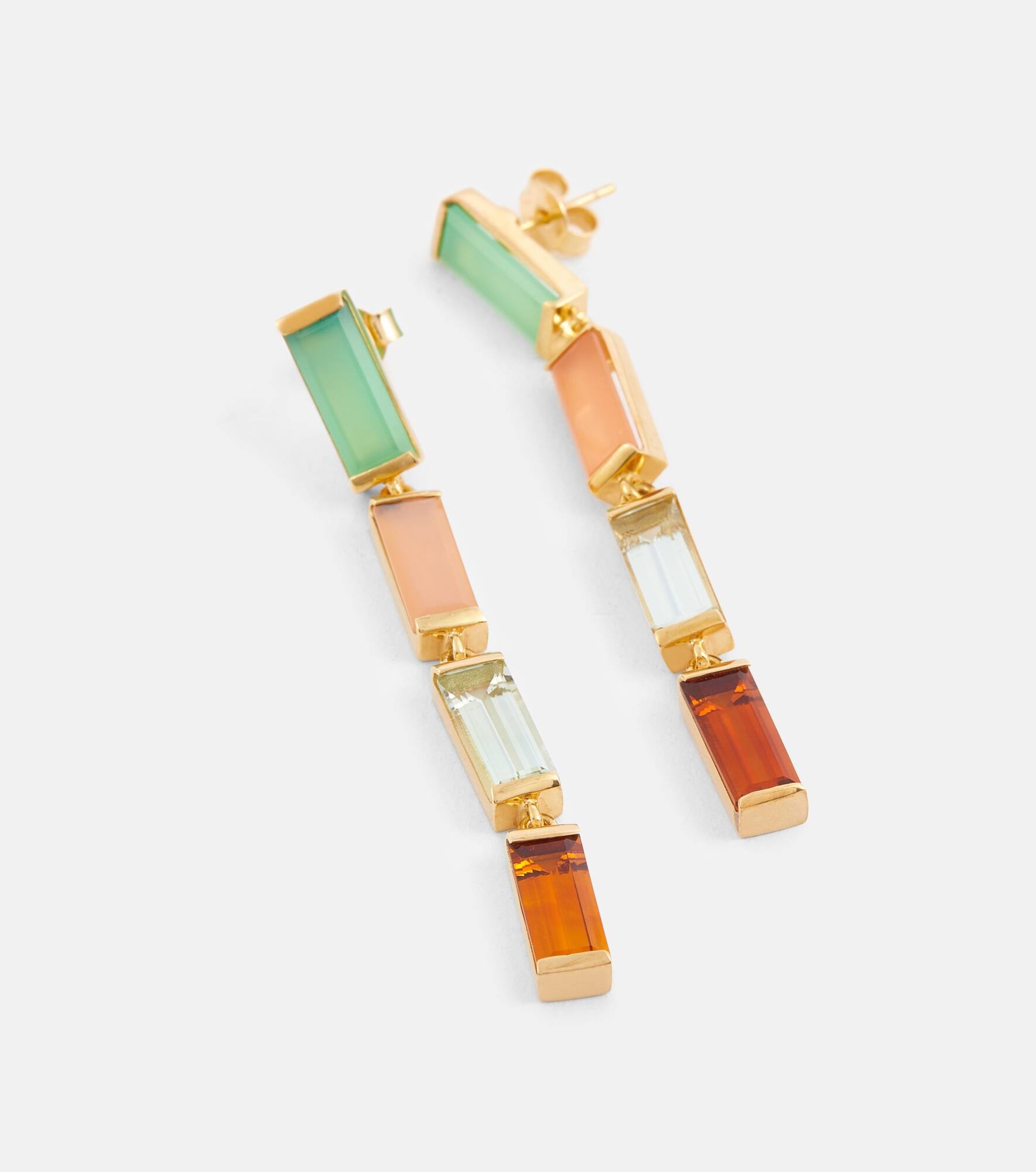 Deco Maxi embellished 9kt gold drop earrings - 4
